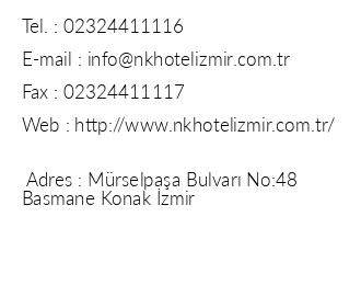 Nk Hotel zmir iletiim bilgileri